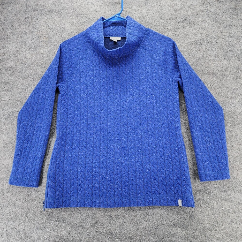 T by Talbots Sweatshirt Womens P Blue Metallic Quilted
